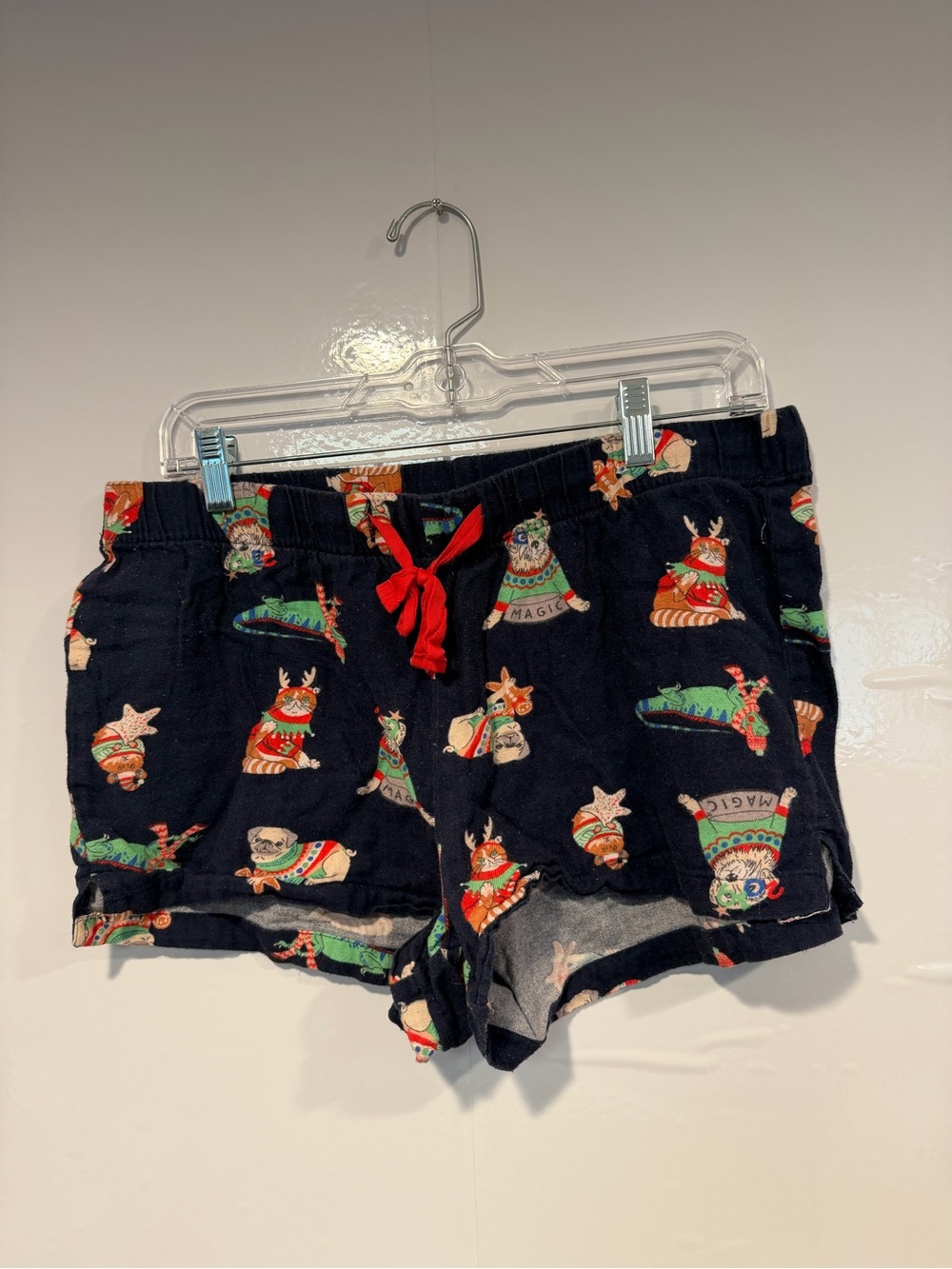 Old Navy Holiday Print Lounge Shorts with Red Drawstring